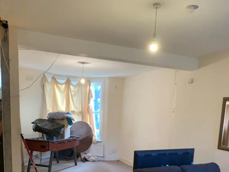 Newly plastered and painted celling