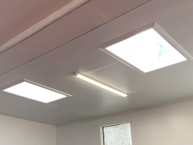 UPVC skyli8ghts and a led strip light set in the grade room celling 