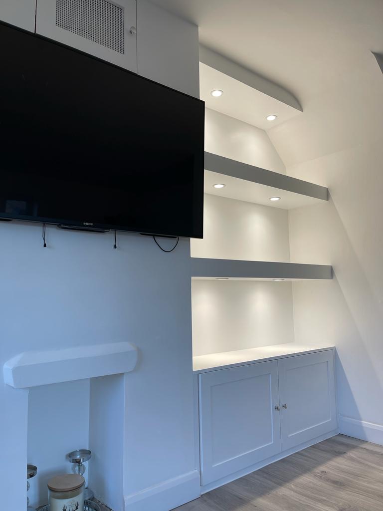 side angle view of the fitted shelves