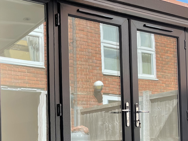 Close up of the UPVC French doors