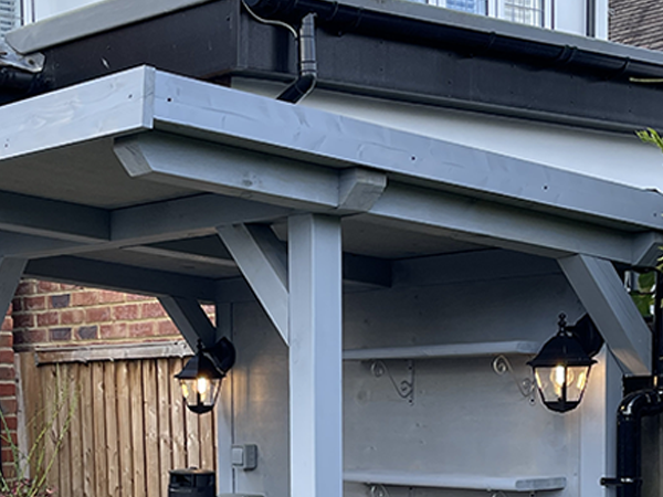 A close up of the finished mono-pitched roof
