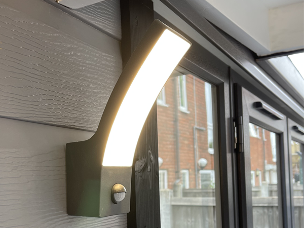 Close up of thewall mounted motion sensor lighting